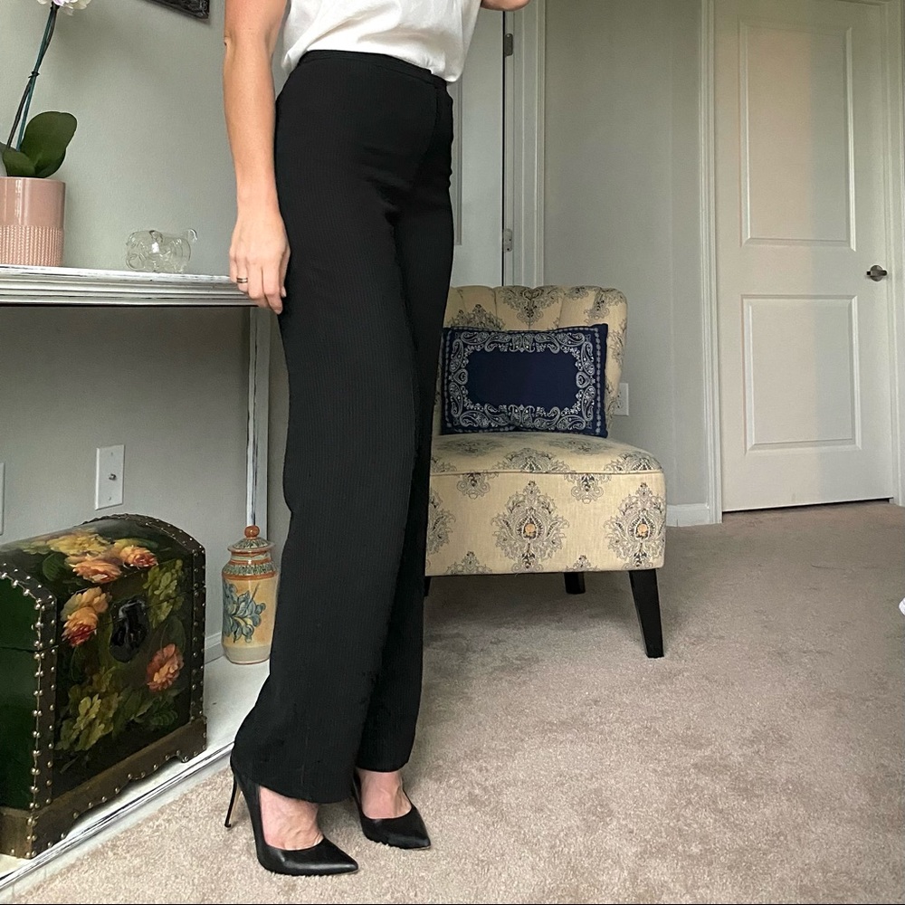 Black pin stripe loft wide leg pants